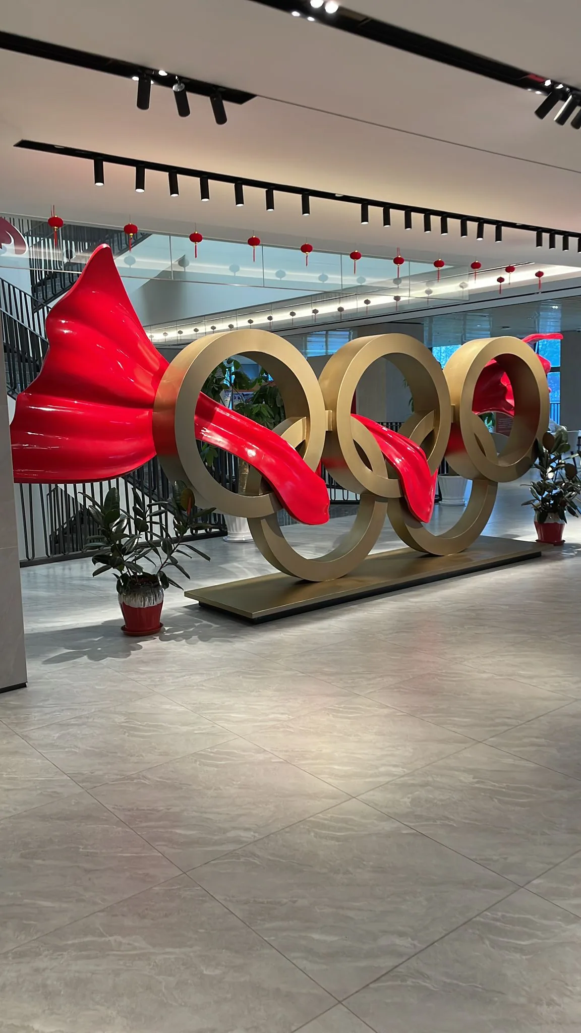 Olympic rings in a training venue